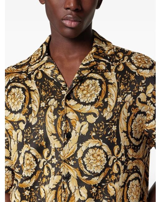 Versace Kurzärmeliges Barocco Hemd in Metallic für Herren