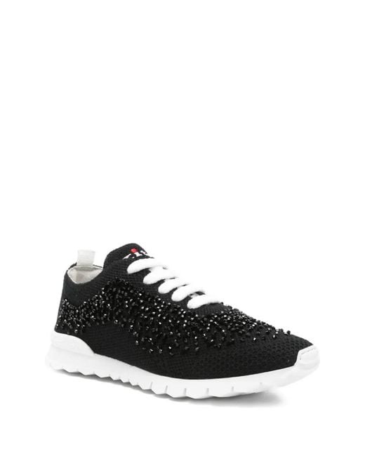 Kiton Black Fit Beaded Sneakers