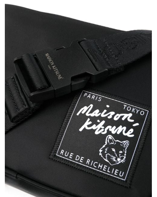 Maison Kitsuné Black The Traveler Nylon Belt Bag for men