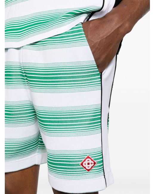 Casablancabrand Green Striped Jacquard Track Shorts for men