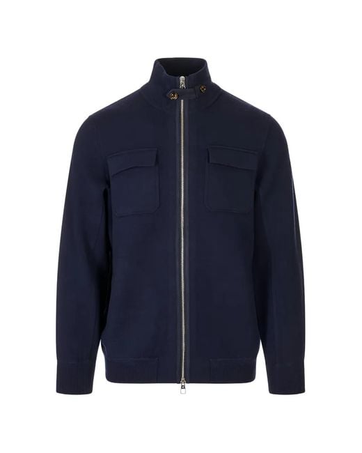 Montecore Blue Zip-Up High-Neck Sweater for men