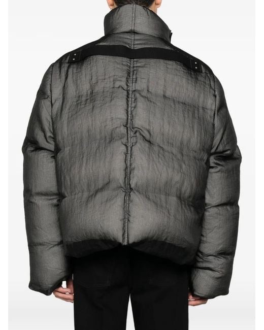 Rick Owens Gray Turtle Funnel-Neck Padded Jacket for men