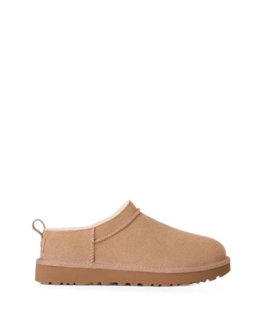Ugg Brown Micro Logo-Patch Slip-On Boots