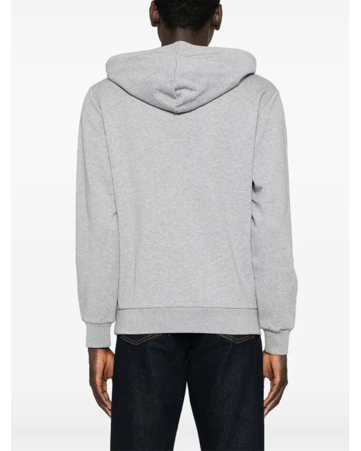 A.P.C. Gray Flocked-Logo Cotton Hoodie for men