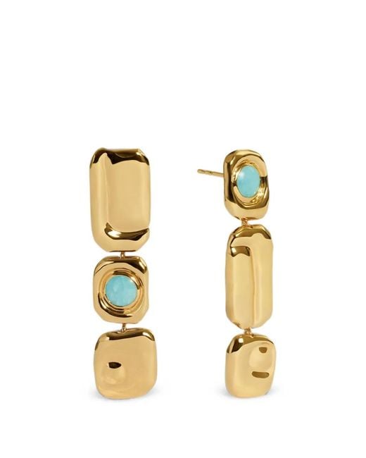 Monica Vinader Brown Stone-Embellished Drop Earrings