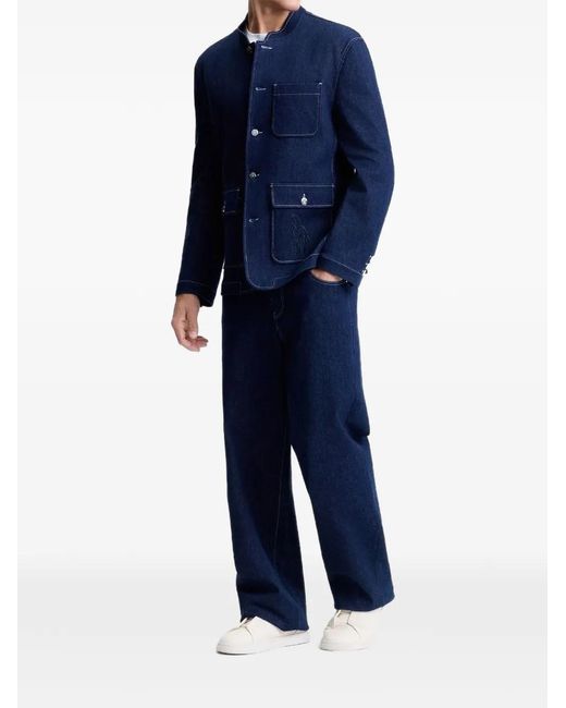 Shanghai Tang Blue Five-Button Horse Jacket for men