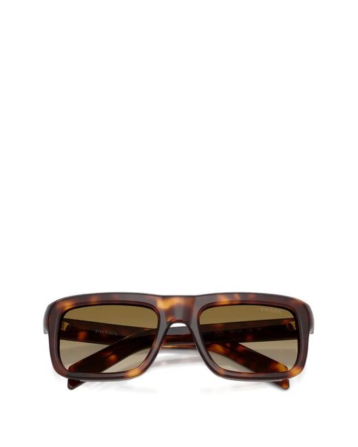 Prada Brown Tortoiseshell-Effect Rectangle-Frame Sunglasses