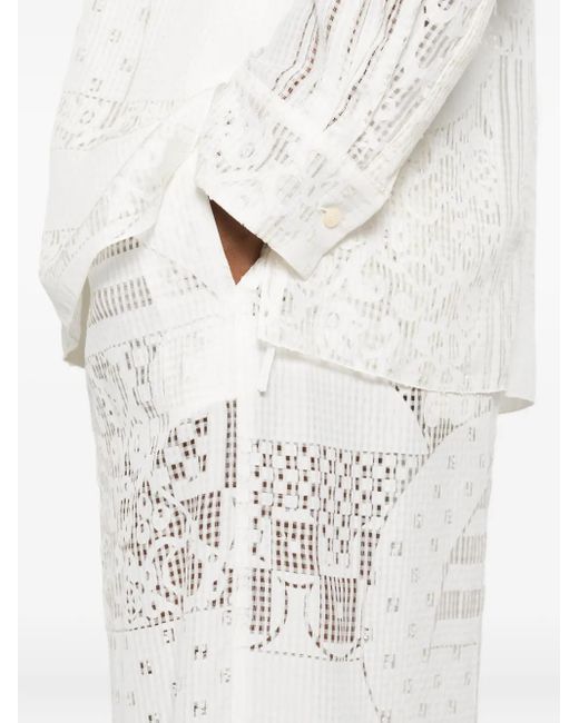 Pantaloni Con Inserti di Fendi in White