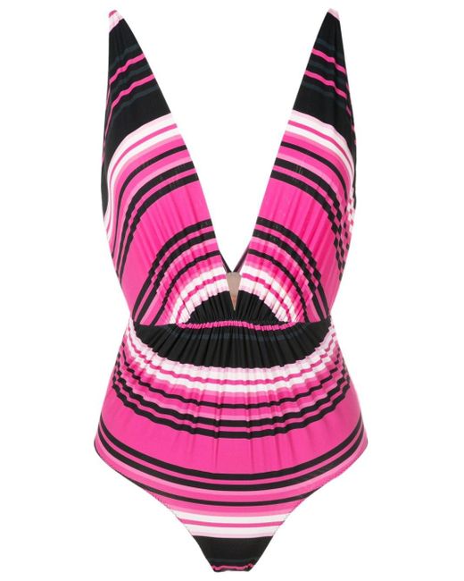 Clube Bossa Pink Clavert Plunging Swimsuit