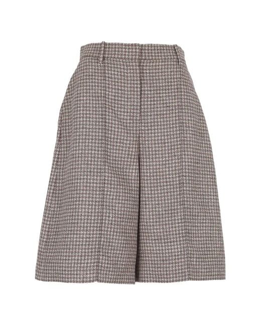 Agnona Gray Houndstooth-Pattern Wide-Leg Shorts