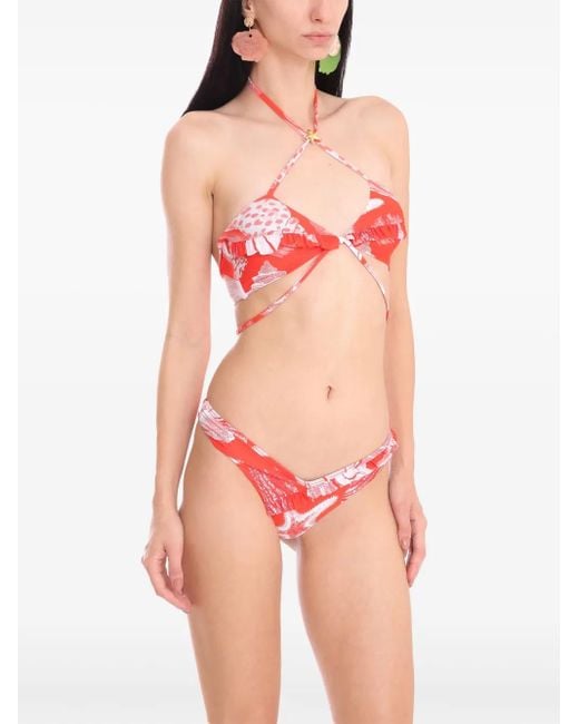 Amir Slama Red X Jade Picon Starfish-Print Bikini
