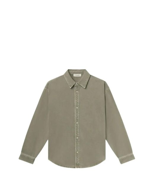 FRAME Green Relaxed-Fit Long-Sleeve Overshirt for men