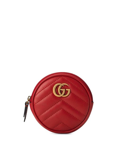 Mini sac à épaule rond GG Marmont Gucci en coloris Red