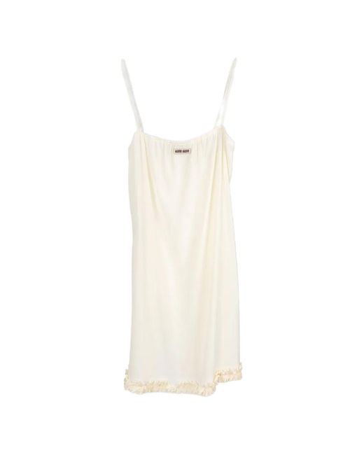 Miu Miu White Embroidered Marocain Crepe Dress