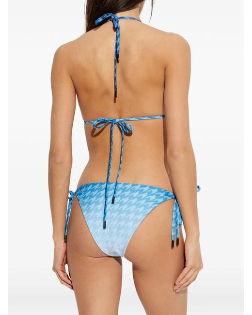 Perfect Moment Blue Houndstooth-Pattern Bikini Bottoms