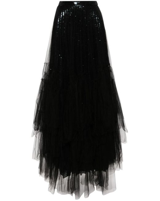 Ralph Lauren Collection Black Sequinned Tulle Maxi Skirt