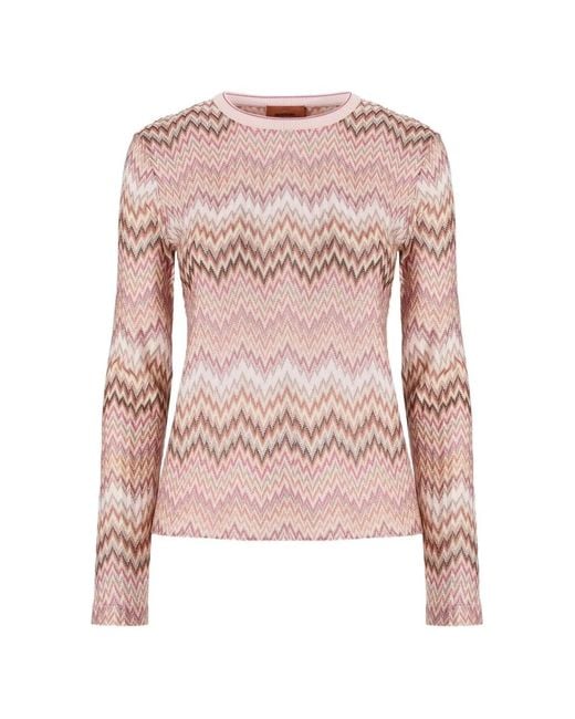 Missoni Pink Long-Sleeve Viscose Sweater With Snake Motif