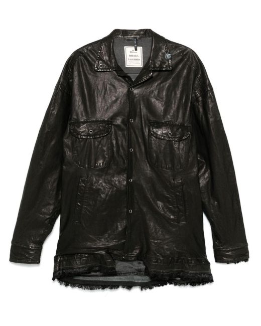 Maison Mihara Yasuhiro Black Leather Long-Sleeve Shirt for men