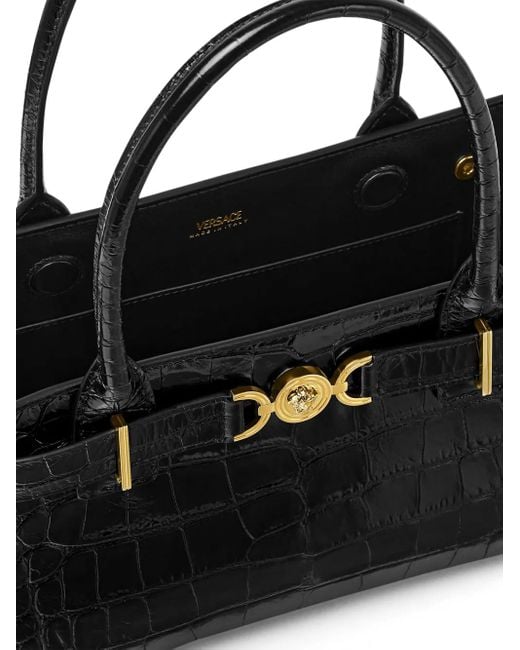 Bolso shopper Medusa 95 con efecto de piel de cocodrilo Versace de color Black