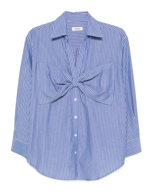 Sandro Blue Bow-Detail Shirt