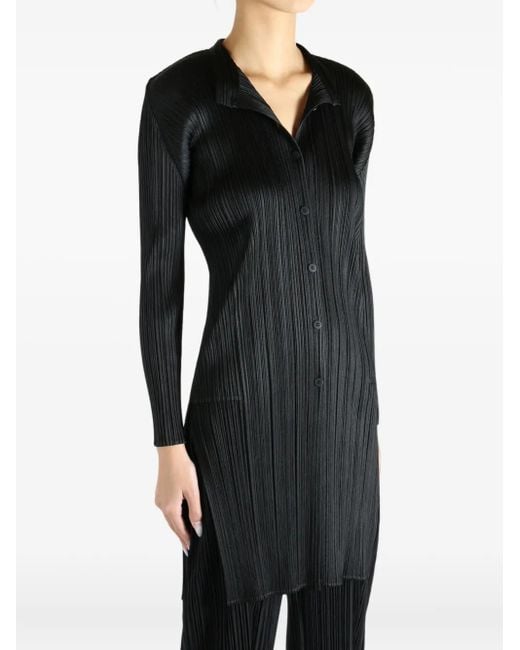 Pleats Please Issey Miyake Buttoned Pp58jj492 Top Black