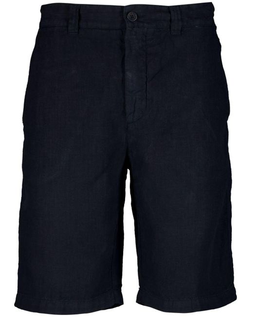 120% Lino Blue Mid-rise Linen Bermuda Shorts for men