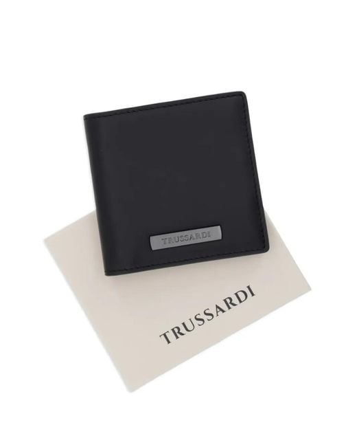 Trussardi Black Logo-Plaque Bi-Fold Wallet for men