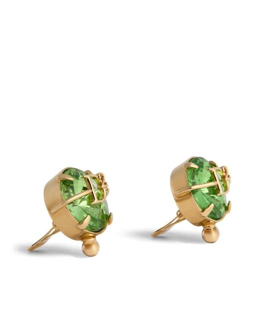 DSquared² Green Logo-plaque Crystal-embellished Earrings