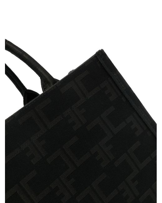 Elisabetta Franchi Black Logo-jacquard Tote Bag