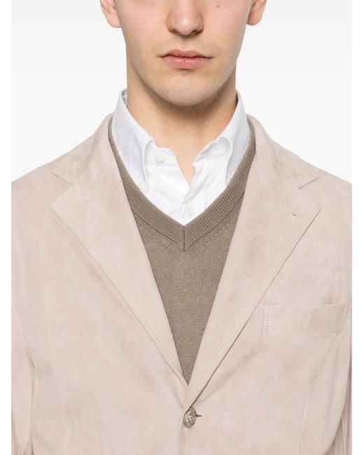 Eleventy White Single-Breasted Suede Blazer for men