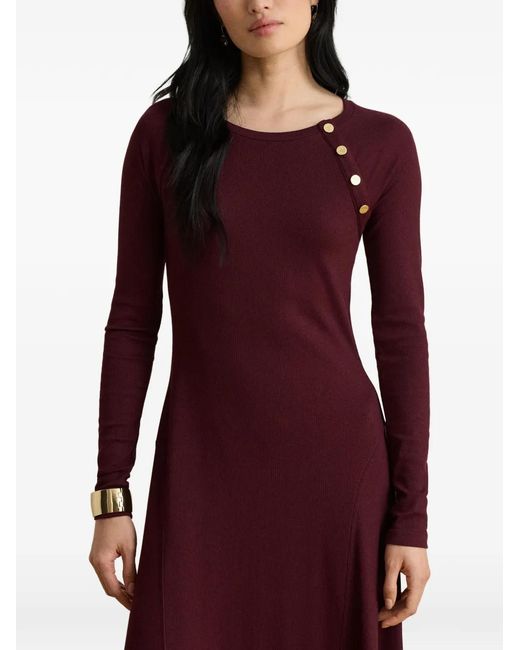 Ralph Lauren Purple Ribbed Midi Dress
