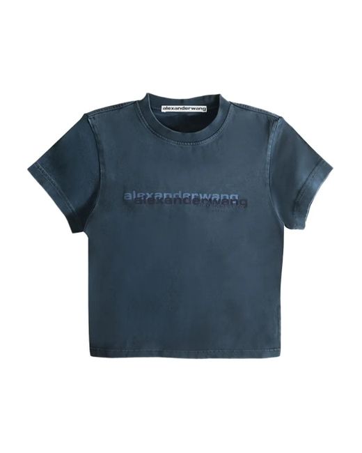 Alexander Wang Blue Logo-Print Short-Sleeve T-Shirt