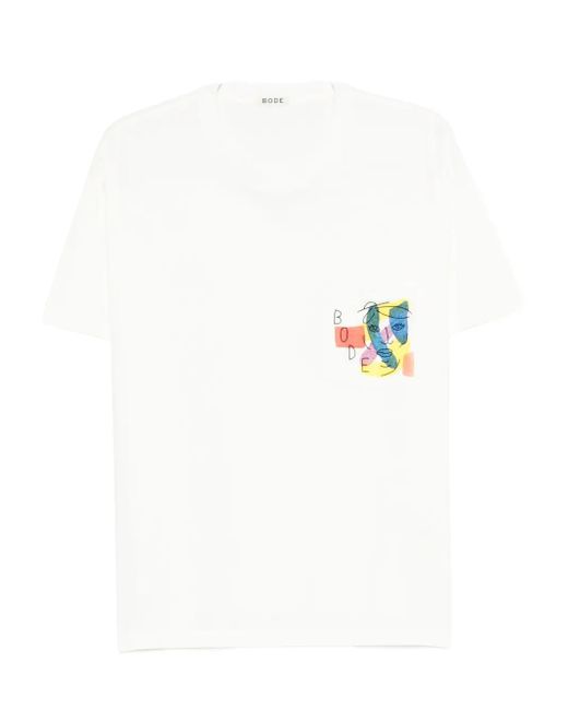 Bode T-Shirt mit abstraktem Print in White für Herren
