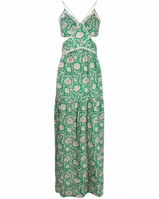 Ba&sh Green Paloma Floral-print Maxi Dress