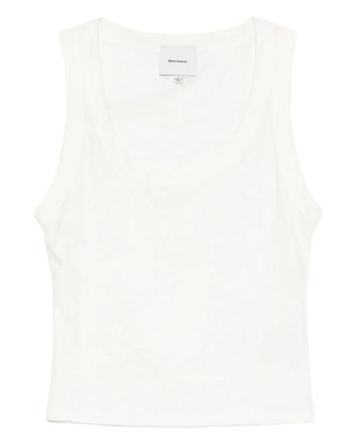 Reformation White Seline Top