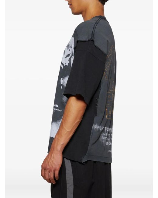 RRR123 Black Graphic-Print T-Shirt for men