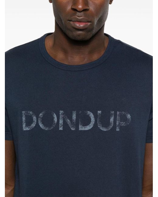 Dondup Blue Logo-print Cotton T-shirt for men