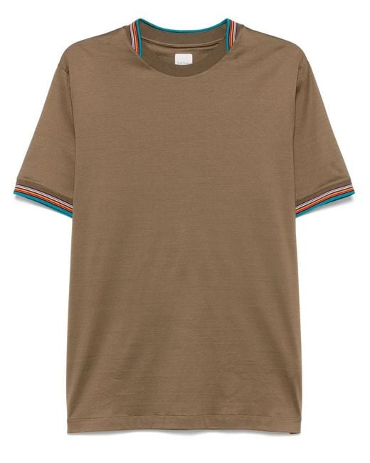 Paul Smith Brown Signature-Stripe Cotton T-Shirt for men