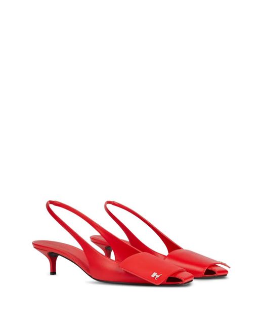 Courreges Red Leather Sling-Back Pumps