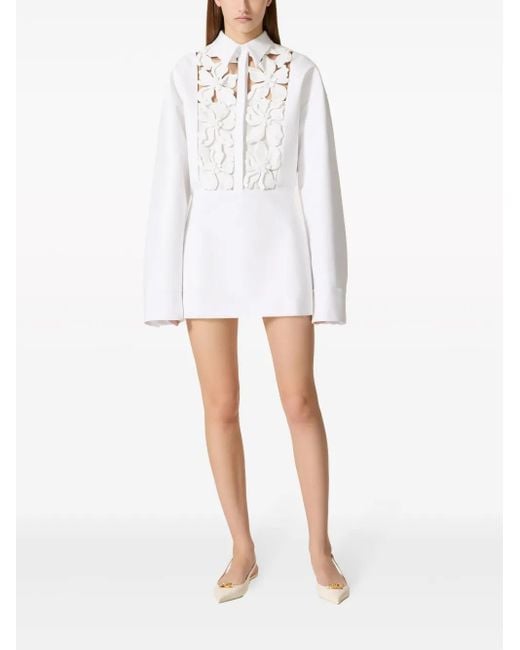 Valentino Garavani flower-appliqué crossover-strap Top | White | JO