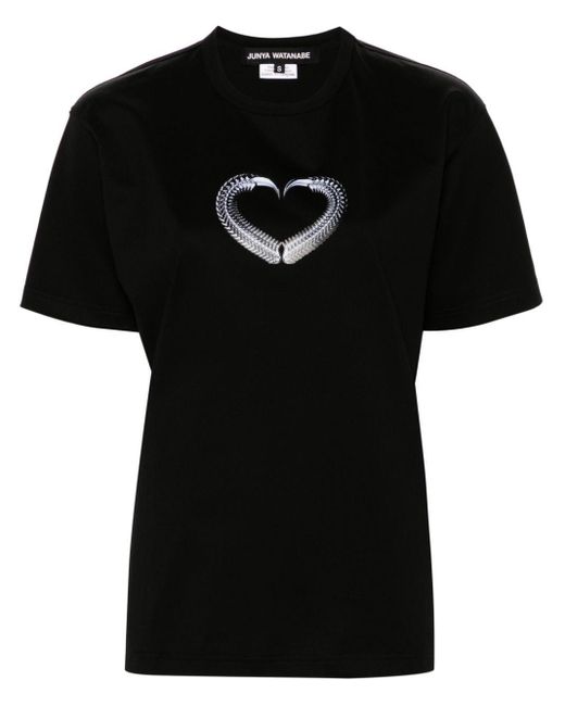 T-shirt à imprimé cœur Junya Watanabe en coloris Black