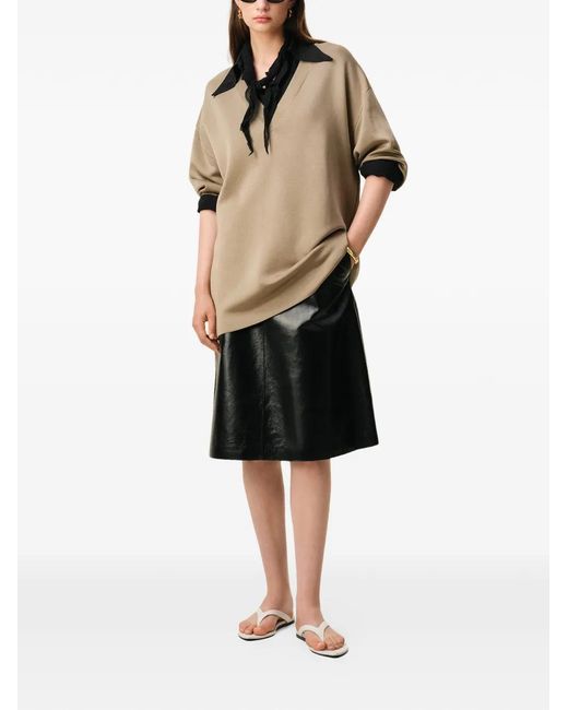 AMI Black Blended Silk Sharp Collar Adjusted Shirt
