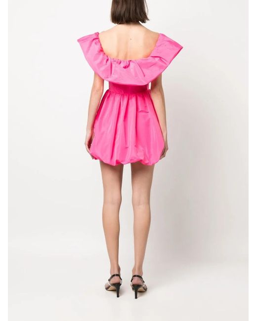 MSGM Pink Ruffled Off-Shoulder Puffball Dress