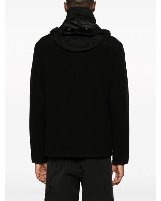 C P Company Black Google Hooded Jacket for men