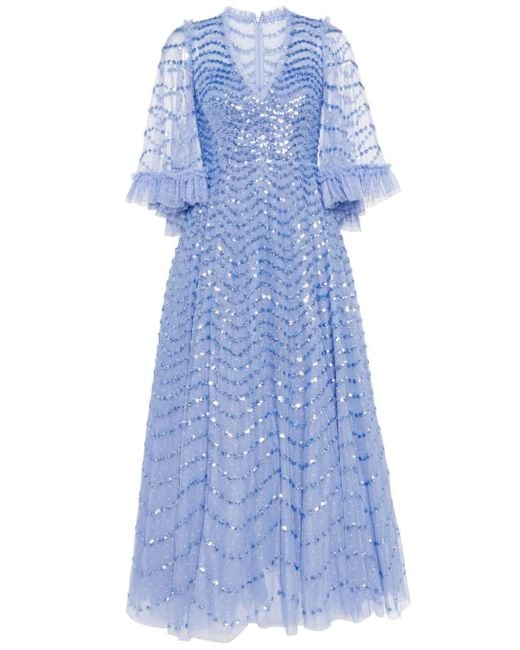 Needle & Thread Blue Shimmer Wave Gown