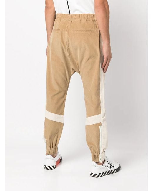 Haculla Natural Embroidered-Logo Ribbed Drop-Crotch Pants for men