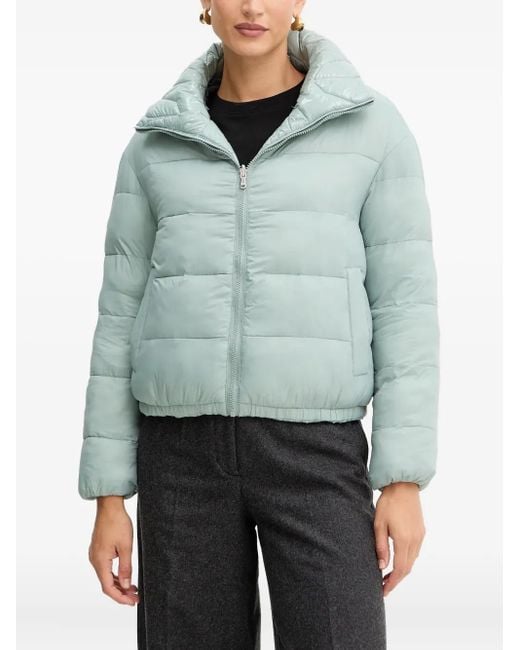 Patrizia Pepe Blue Quilted-Design Hooded Jacket