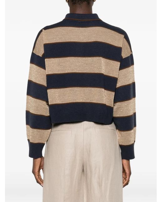 Brunello Cucinelli ストライプポロシャツ Brunello Cucinelli ストライプ ポロトップ ブラック | Lyst