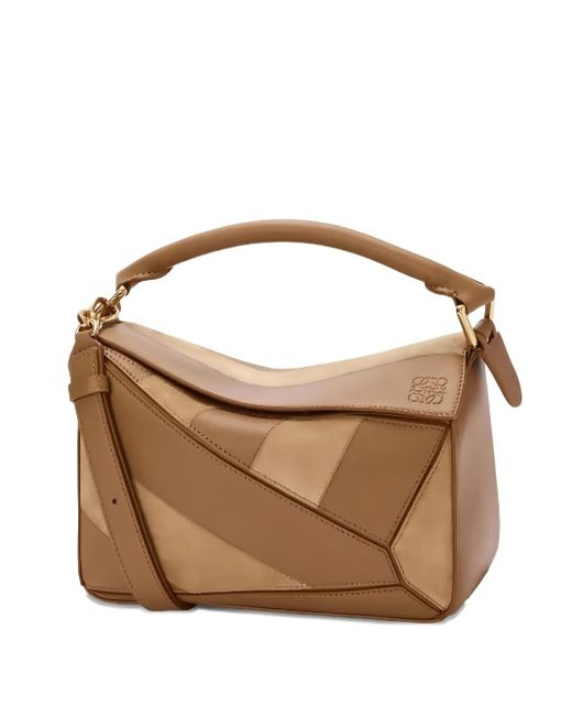 Borsa Tote Puzzle Piccola A Righe di Loewe in Brown