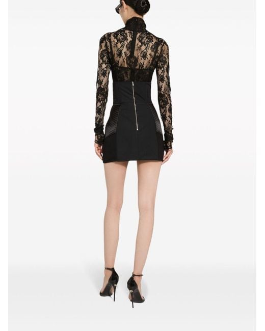 Dolce & Gabbana Black Bustier-waist Ruched Miniskirt